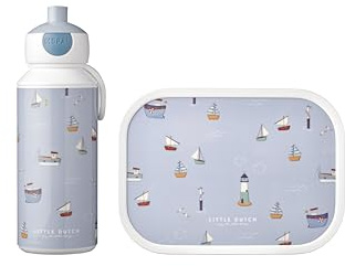 Mepal 107410165244 Pausenset Campus – Sailors bay – Trinkflasche und Brotdose mit Bento-Einsatz – ideal für Schule und Freizeit – spülmaschinenfest, ABS