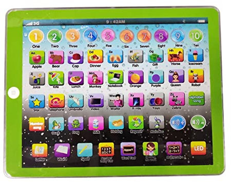 Children Learning Tablet Toy Multifunctional English Tablet Learning Machine Touch Screen Tablet Pad Early Educational Words Spelling Number Music Learning Pad for Kids