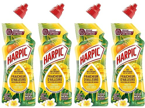 Harpic Gel WC - Nettoyant Fraicheur d'Ailleurs Parfum Fruits Exotiques - Lot de 4 x 750 ml