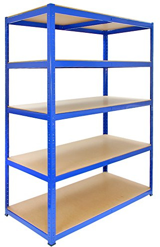 3 x Garagehyllor Extra Stort Skjul Hyllenhet Verkstadshylla Verkstadshyllor Garage Garagehyllor Lager Lagerhyllor Förvaring MDF Bultfritt 120 cm Bred x 60 cm Djup x 180 cm Hög + GRATIS Gummiklubba