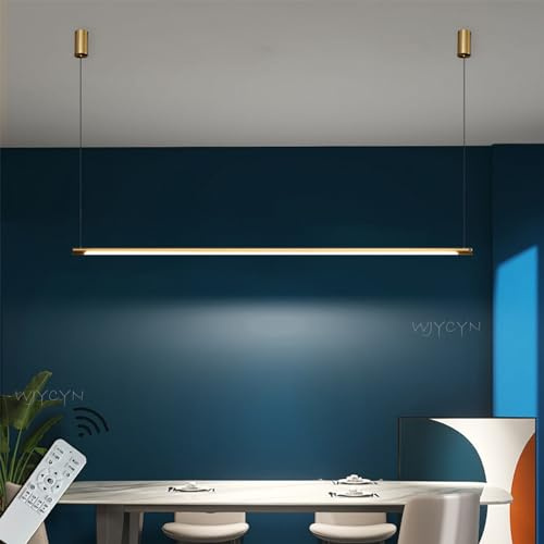 WJYCYN Lineare Gold Dimmbar Esszimmer Pendelleuchten Moderne Hängeleuchten LED Esstisch Pendellampe Höhenverstellbar Kronleuchter für Schlafzimme Büro Bar Hängelampe L100cm 20W