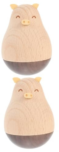 Warmhm 2st Becherverzierung Autos Spielzeug Bauernhoftierfiguren Baby Puppen Puzzle-Spielzeug Pädagogisches Babyspielzeug Bauernhoftierstatue Tischfiguren Briefbeschwerer Holz Kuchen Kind