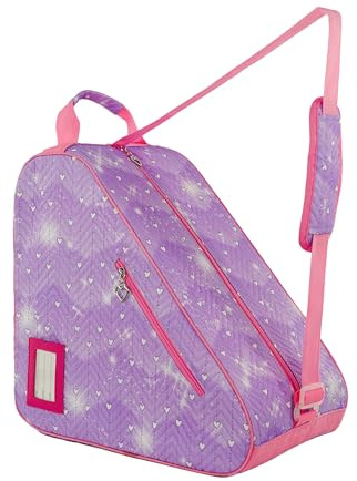 BAUXZOR Skate Bags with Lovely Heart and Star Patterns for Roller Skates, Ice Skates, Quad Skates, Inline Skates, Figure Skates, Skate Accessories for Kids and Adults (Heart Lavender 06)