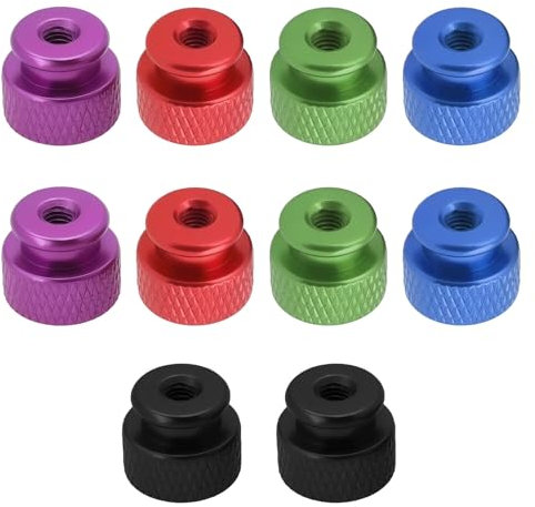 The Lord of the Tools 10pcs Dado Zigrinato A Testa Quadra M4x0,7mm In Lega Alluminio Con Collare Foro Cieco A Testa Alta Dadi Zigrinati 10x10x12,05mm per Case Computer