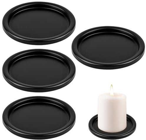 Kerzenteller, 4X Metall Kerzenständer für Stumpenkerzen,Untersetzer Kerzen | 10cm Durchmesser Runde Kerzenuntersetzer Tablett,Kerzenhalter für Stumpenkerzen, für Hochzeit,Tischdekora