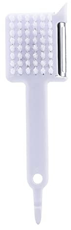 Cepillo pelador multiusos, cepillo pelador de verduras 5 en 1, rallador de ajo, abridor de tarros, pelador de frutas y verduras para zanahoria, pelador de cocina multifuncional (blanco)
