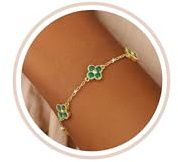 ZNBOH Bracelet Femme Or Trefle à 4 Feuilles Pierre de Naissance Bracelets