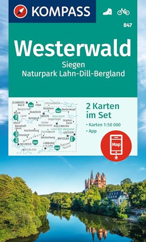 KOMPASS Wanderkarten-Set 847 Westerwald, Siegen, Naturpark Lahn-Dill-Bergland (2 Karten) 1:50.000: inklusive Karte zur offline Verwendung in der KOMPASS-App. Fahrradfahren.