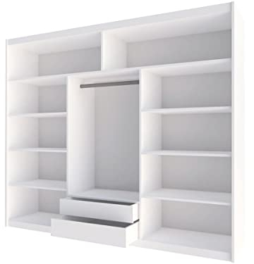 Armadio con illuminazione a LED Malibu, armadio moderno con ante scorrevoli, 250 x 215 x 61 cm, porta scorrevole, camera da letto, camera da letto