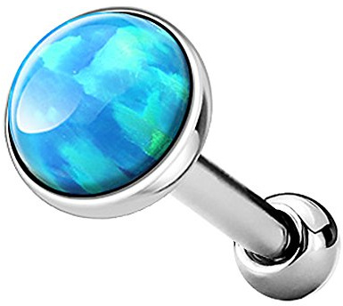 Piercingfaktor Tragus Piercing Helixpiercing Helix Ohr Cartilage Knorpel Stecker mit flachen Opal Steinen Rund