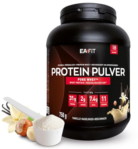 Whey Protein - EAFIT Pure Whey - Musculation - Vanille Noisette - 750g | Croissance Musculaire, Protéines de Whey, Assimilation Rapide, Pre Workout, Marque Française N°1 Nutrition Sportive