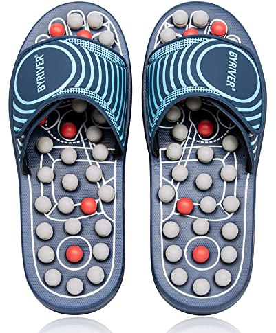 BYRIVER Fußmassage Hausschuhe Schuhe, Fußmassagegerät für Plantarfasziitis Arthritis, Entspannung Geschenke für Mama Papa (05L)