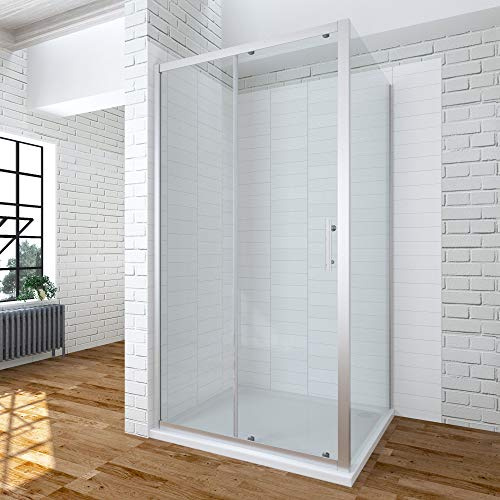 Duschkabine Eckeinstieg 150x75 x 185 cm Eckdusche Schiebetür 150cm mit Seitenwand 75cm ESG-Sicherheitsglas Klarglas | AQUABATOS