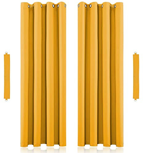 John Aird Blackout Curtains Thermal Energy Saving Eyelet Curtains for Bedroom & Living Room Including Tie Backs (Ochre, W 46 x L 90 (2 Panels)