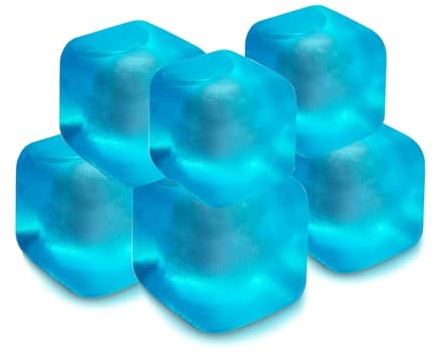 Extra Large Reusable Ice Cubes (2.6” Sq.) - BPA Free Plastic - for Cold Therapy Units, Drink Coolers, or Drink Dispensers. Stay Cold Longer. 6-Pack