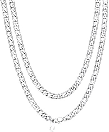 Bandmax Klassische Panzerkette Halskette 4mm/6mm/9mm breit kubanische Gliederkette für Damen Herren Jungen Mädchen Hip Hop Kubanische Kette Modeschmuck, 36cm bis 76cm, Gold/Schwarz/Silber