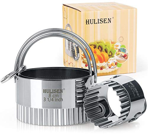 HULISEN Biscuit Cutter Set (3 Pieces/Set), Round Cookies Cutter with Handle, Professional Baking Dough Tools (Wave)