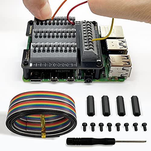ElectroCookie Raspberry Pi GPIO Terminal Block Breakout Module, Push-in Simple Spring Connector Expansion PCB Shield