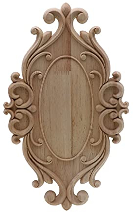 1 Stück einzigartige natürliche Holzfiguren mit floralem Muster, geschnitzt, für Ecken, Rahmen, Wand, Tür, Möbel, Holzschnitzerei, dekorativ, 15 cm x 9 cm
