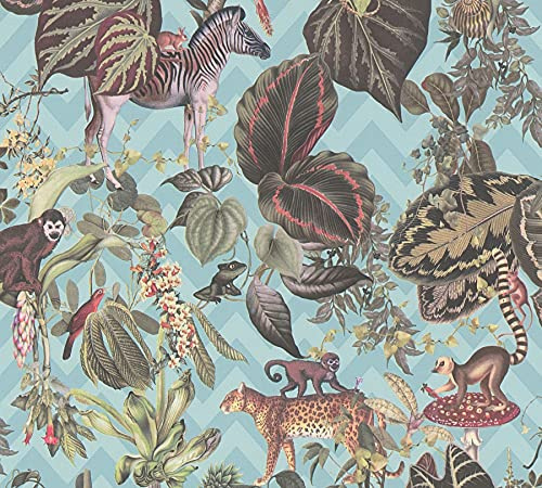 A.S. Création Michalsky Living Dschungeltapete Change is good tropische Tapete Jungle Joy Vliestapete blau bunt grün matt glatt 379904