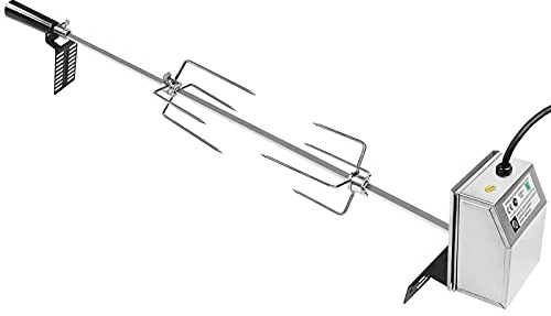 LZQ Set di spiedini da barbecue, 107 cm, con 2 aghi da carne e motore in acciaio inox, 220 V, girarrosto, girarrosto, girarrosto elettrico, universale in acciaio inox 304