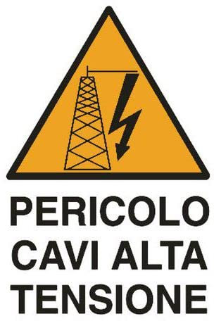 NEW CARTELLO SEGNALETICO - Pericolo cavi alta tensione mod 2 - Adesivo Extra Resistente, Pannello in Forex, Pannello In Alluminio (PANNELLO IN FOREX 30X42 CM)