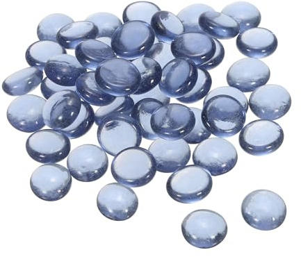 sourcing map Decorative Flat Glass Marbles 17-19mm Rock Vase Filler Beads Pebbles Gray for Fish Tank Table Scatter Decor, 100 Pcs