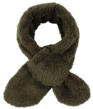 Varm fleece halsduk för baby barn vinter rund halsduk av plysch tjock slinga halsduk flicka pojkar tubhalsduk för 1–10 år, Armégrön, En Storlek