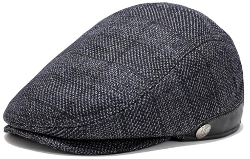 Superora Skjutmössa för män basker bomull unisex mössa 1920 stil män glidande mössa vinter varm platt mössa med rutmönster bomullsmössor, Gunkelgrå, one size