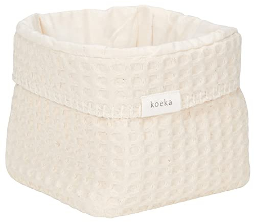 Koeka Aufbewahrungskorb - Wickeltisch Organizer - Aufbewahrungsbox Für Babyzimmer - Antwerp - Waffelstoff Aus Baumwolle - Naturel 15x18x15