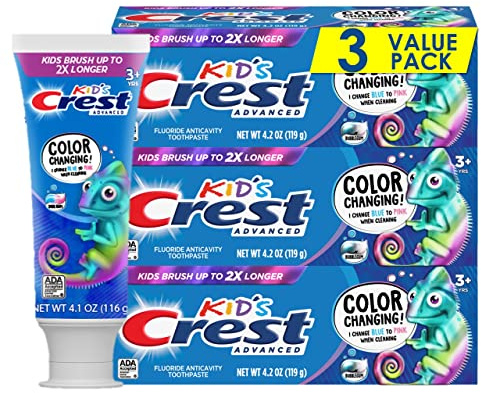 Crest Advanced Kid's Fluoride Toothpaste, Bubblegum Flavor, 4.2 oz, 3 Count, Color-Changing Anticavity Toothpaste