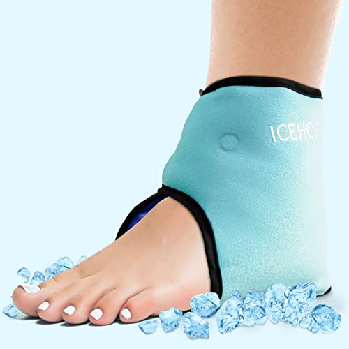 ICEHOF Kühlpads Fußgelenk - Kühlbandage Knöchel - Sprunggelenkbandage mit Kühl-Gel Kältetherapie Fußknöchel Rheuma Chemotherapie Knöchelschmerzen Fußgelenkbandage Knöchelbandage OneSize (1 St.)