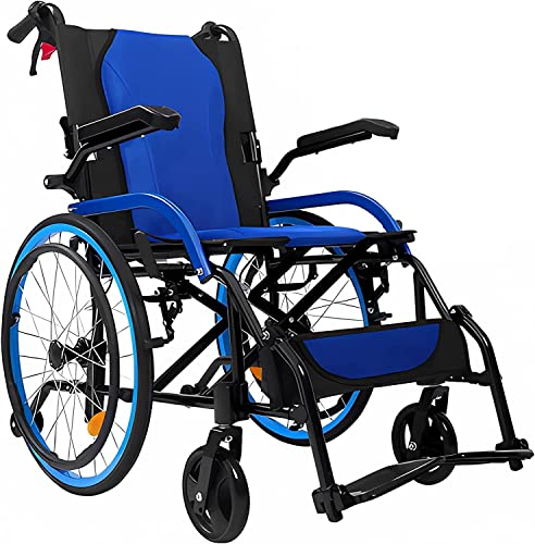 Silla De Ruedas Plegable Silla De Ruedas Móvil Ligera De Aleación De Aluminio, Silla De Ruedas Bici, Silla De Ruedas De Viaje Ultraligera, Adecuada Para Familias Y Carreteras 1