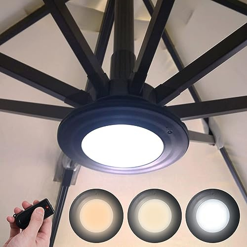 Happetite Rechargeable Battery Operated Patio Cantilever Umbrella Lights with 3 Brightness Modes, 3 Colors Warm Neutral Cold, for Outdoor & Garden
