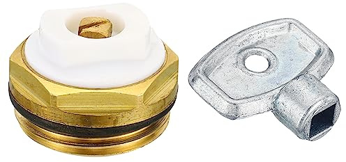 PATIKIL Manuelle Heizkörper Entlüftung Steckdose Ventil Kit Gold Weiß | 3/4 BSP Außengewinde, Messing, Mit Schlüssel, Für Heizkörper Heizung, Steckdose
