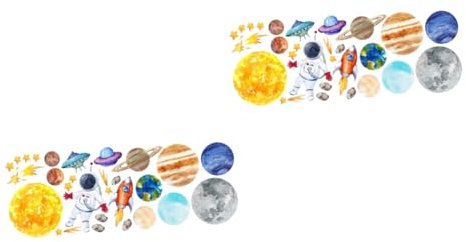 ibasenice 2 Stk Planeten-wandtapete Abnehmbares Planeten-wandbild Blumenaufkleber Schickes Wandtattoo Weltraum-wandtapete Rakete Wandaufkleber 3d Kinderzimmer Blumen Wandtattoo