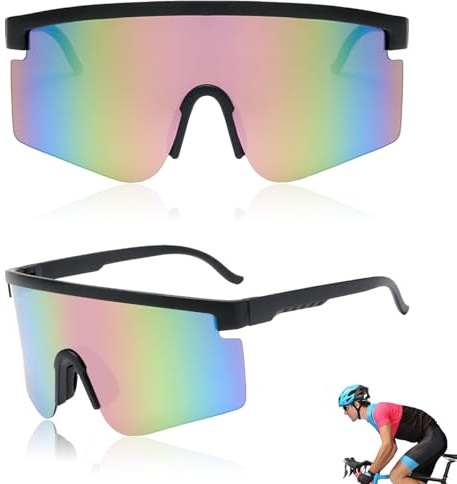 Ruikdly Schnelle Brille Rave, Sportbrille Polarisiert, Sonnenbrille Fahrradbrille für Herren Damen UV 400 Schutz, Sportbrille für Outdoorsport Radfahren Fahren Laufen Golf Ski Bergsteigen Angeln