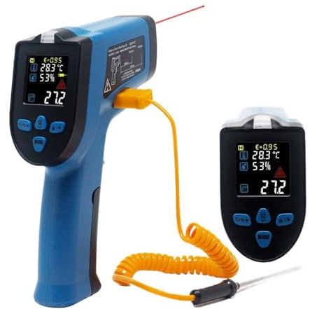 Thermomètre infrarouge pistolet pyromètre humidimètre thermomètre numérique moniteur de température sans Contact for l'industrie des fours alimentaires (Color : KT550D)