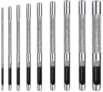 Yosugar 9 pièces poinçon rond en acier,trous de ceinture poinçon pour cuir et matériau souple perforés en acier de haute 1 mm -5 mm