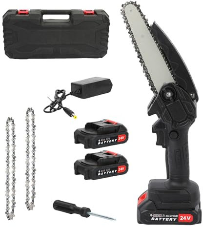 Akku Kettensäge 6/8 Zoll Schnurlos Kettensäge Elektrisch Mini Kettensäge Tragbar Handheld Haushalt Motorsäge Handkettensäge Mini Chainsaw Für Zweig Holz Schneiden Garten Baum (6 Zoll-Schwarz)