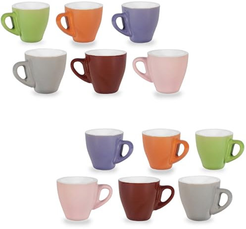 PALUPLUS Set 12 Tazzine Caffè in Porcellana da 80 ml, Tazze da Espresso con manico, Lavabili in Lavastoviglie, adatte per Microonde, FANTASIA MULTICOLOR -262