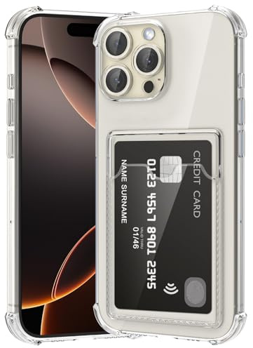 ÁRBOLORO Kartenfach Hülle für iPhone 16 Pro Max, Transparent Silikon TPU Handyhülle mit Kartenhalter, Ultra Dünn Weiche Stoßfest Flexibel Handy Tasche Case Schutzhülle für iPhone 16 Pro Max