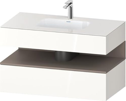 Duravit Qatego lavabo encastrado con base de lavabo consola, 1000x550x600mm, nicho basalto mate, QA4786043, Color: Blanco