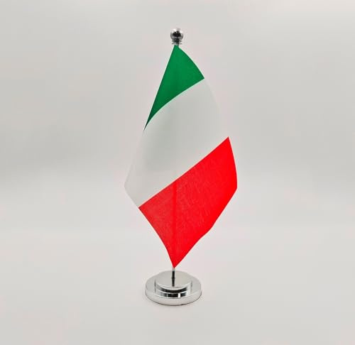 Italien Tischflagge Schreibtischflagge 21 x 14 cm Mast und Sockel aus Stahl Tischflaggen für Tagungsräume (Italien)