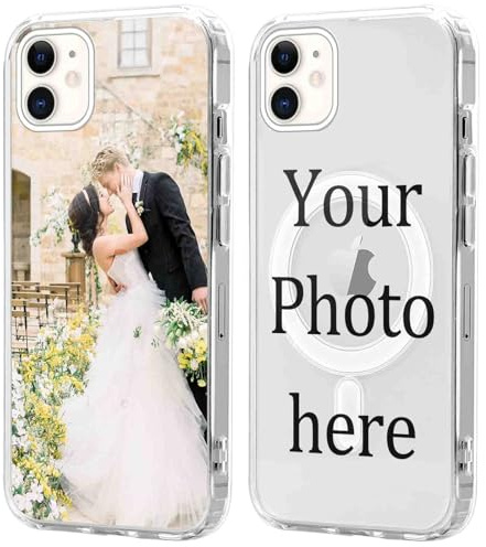 Coiwxmoi Cover Magnetica Personalizzate per iPhone 11 6,1'', Personalizzata con Foto Immagine Personalizzabile Custodia Compatibile con MagSafe, Personalizzato Case per iPhone 11, trasparente