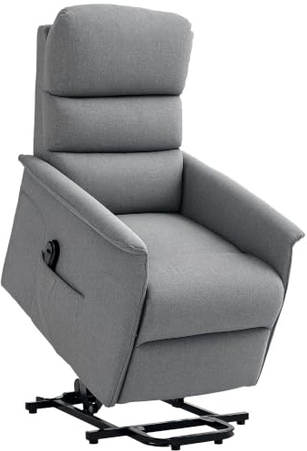 HOMCOM Power Lift Recliner Chair for Elderly Fabric with Footrest Grey | Electric Riser and Reclining Armchair, Remote Control, Side Pockets, Living Room