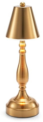 UMEXUS Small LED Cordless Table Lamp, Battery Operated Rechargeable Lamp for Restaurant Dinner, Portable 3-Way Dimmable Touch Light Vintage Metal Night Light for Bar Dining Room Bedside Patio Outdoor