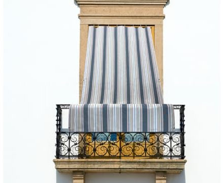 SOFFICIOSO Tenda da Sole per Esterni con Anelli per Terrazzo Modello Riga Fine 145x300 Grigio