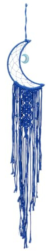 QUARKZMAN Macrame Acchiappasogni, Design Blu Scuro fatti a mani Acchiappasogni in Cotone Intrecciato decorarezione Parete per Casa Camera da Letto Artigianato Regalo