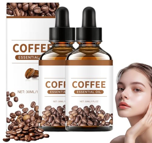 2 Botellas de Aceite de Café Cara Aceite de Café Esencial Puro Contra Las Arrugas Suero Facial De Cafeína Nutrir La Piel, Suavizar Las Líneas Finas Y Resistir La Oxidación (30ml/Botella)